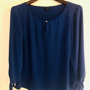 Talbots Women's Top Sz Large Blue 3/4 Tie Sleeve